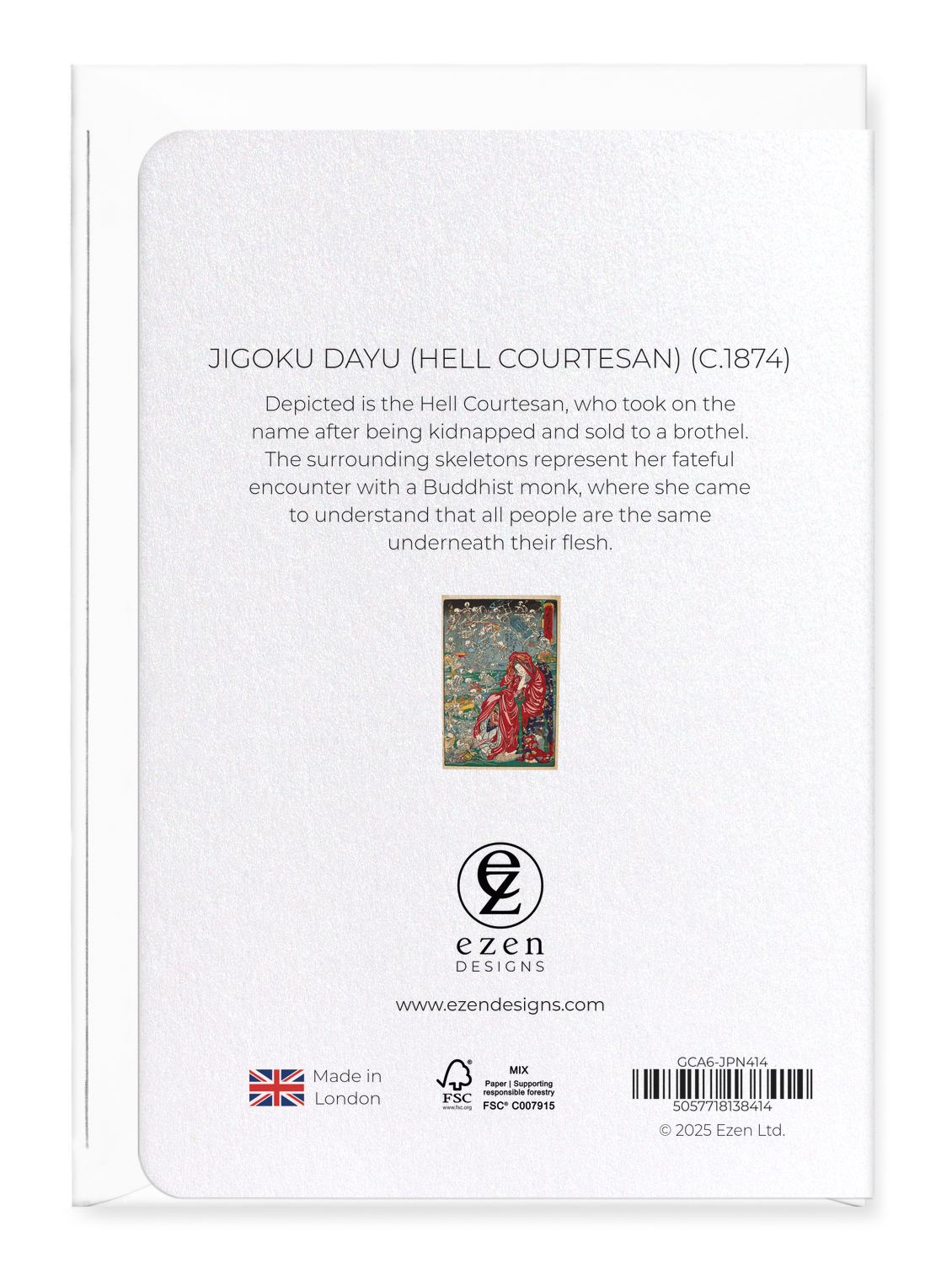 Ezen - Jigoku Dayu (Hell Courtesan) (c.1874) - Greeting Card - Back
