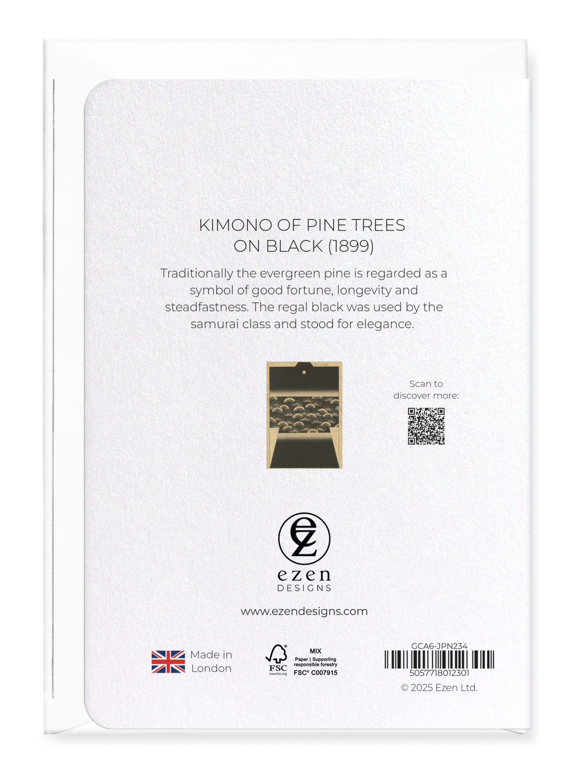 Ezen - Kimono of Pine Trees on Black (1899) - Greeting Card - Back