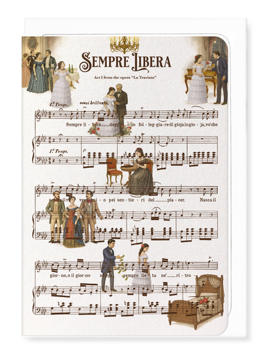 Ezen - La Traviata - Sempre Libera - Opera Music Score - Greeting Card - Front