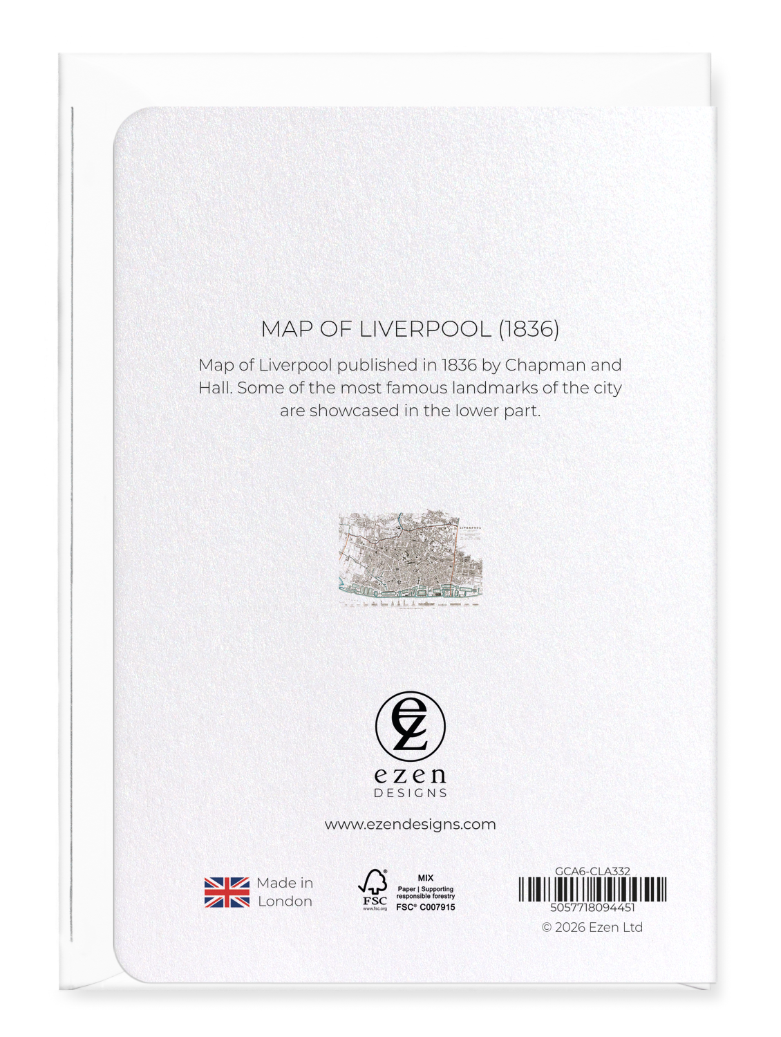 Ezen - Map of Liverpool (1836) - Greeting Card - Back