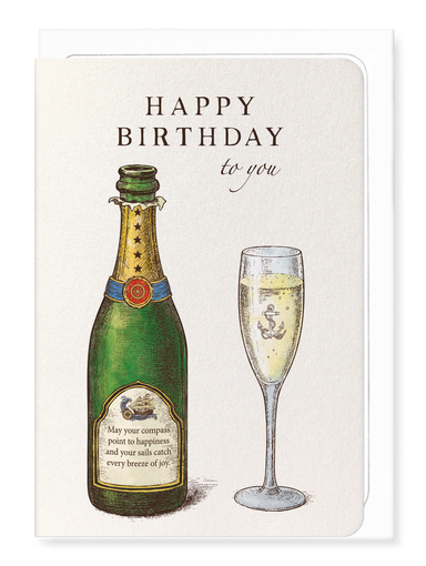 Ezen - Maritime Happy birthday champagne - Greeting Card - Front