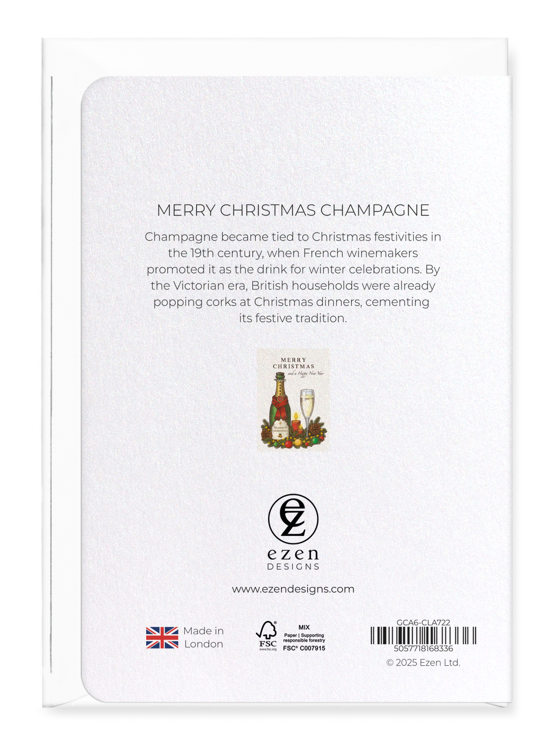 Ezen - Merry Christmas Champagne - Greeting Card - Back