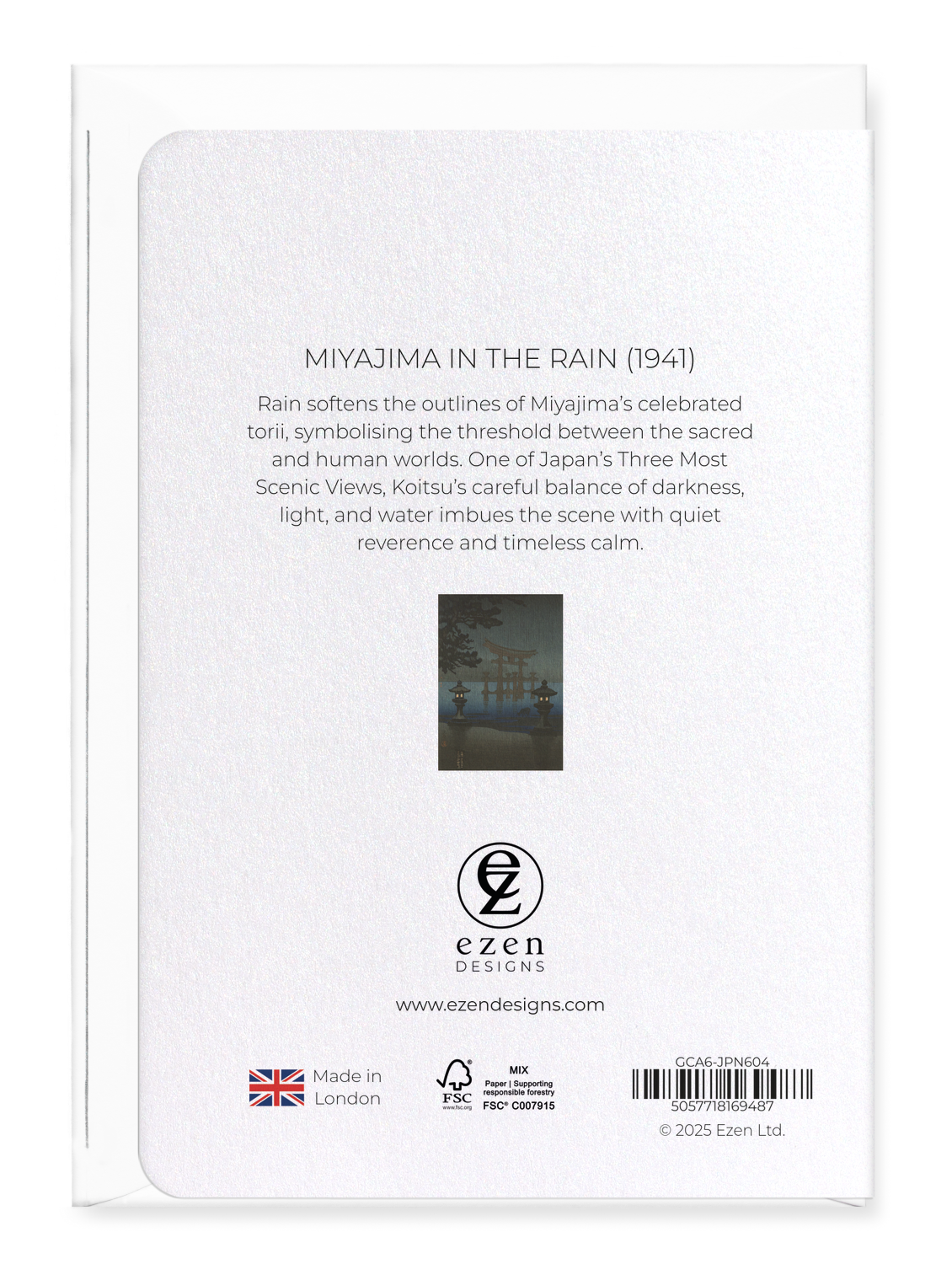 Ezen - Miyajima in the Rain (1941) - Greeting Card - Back