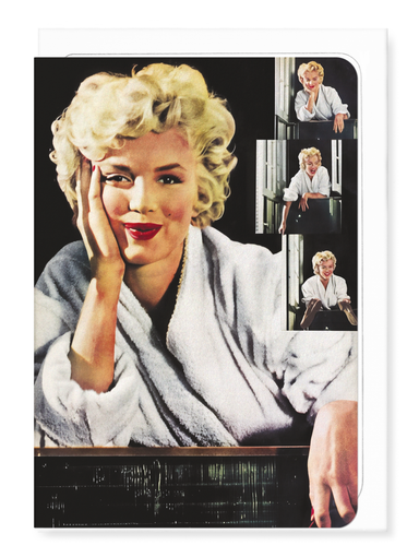 Ezen - Monroe in a white robe (1954) - Greeting Card - Front
