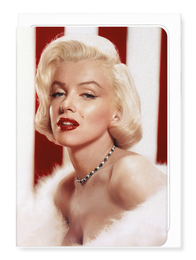 Ezen - Monroe in white fur stole (1953) - Greeting Card - Front