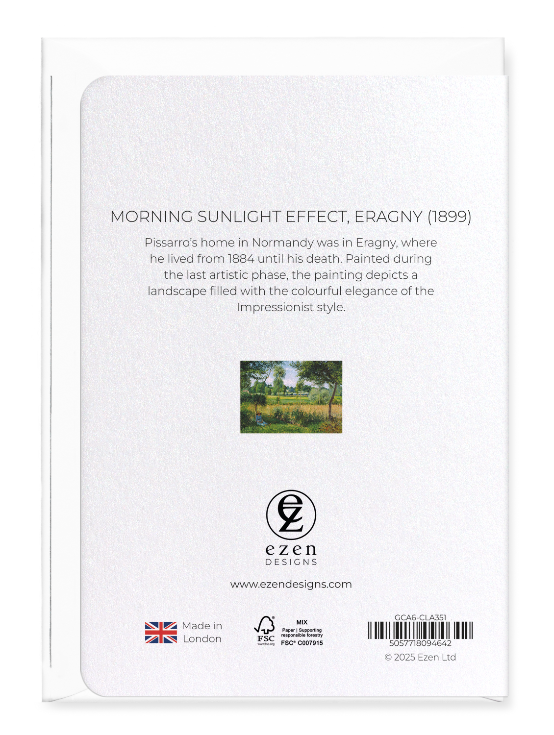Ezen - Morning Sunlight Effect, Eragny (1899) - Greeting Card - Back