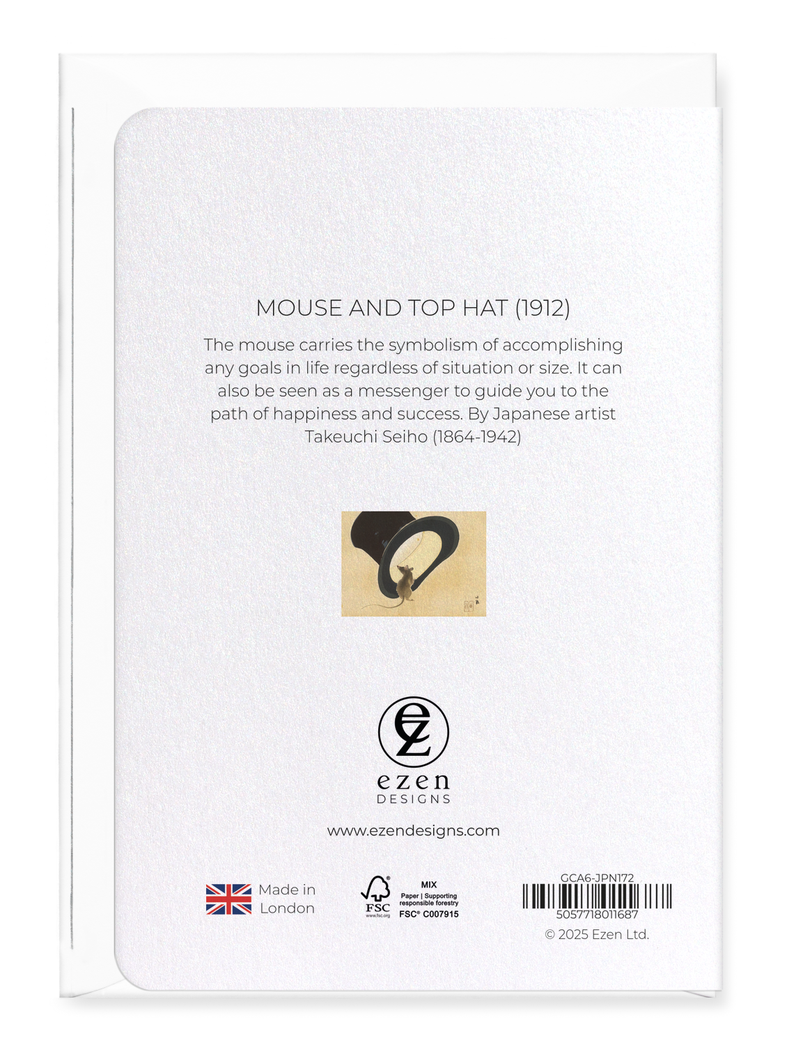Ezen - Mouse and top hat (1912) - Greeting Card - Back