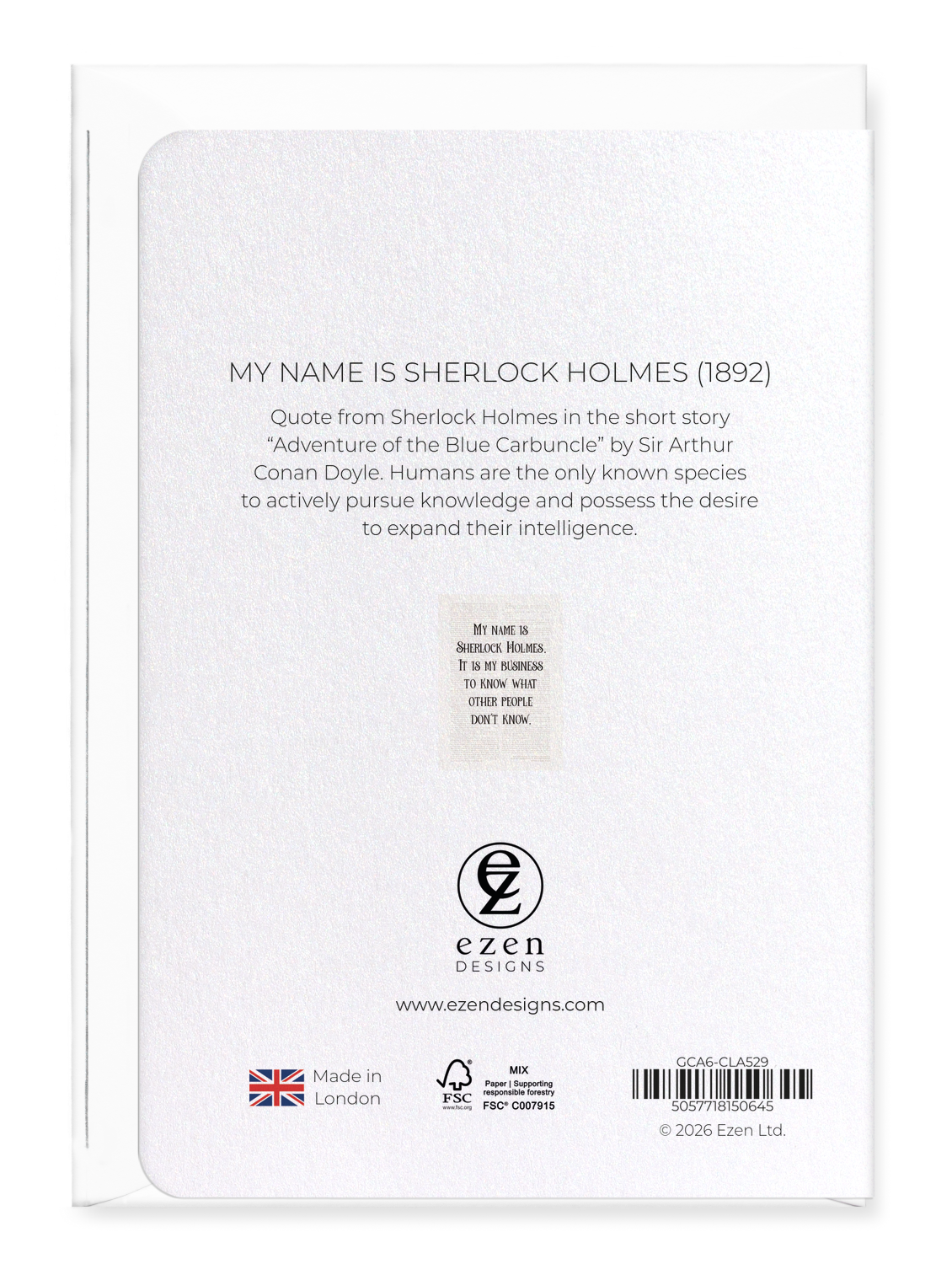 Ezen - My Name is Sherlock Holmes (1892) - Greeting Card - Back