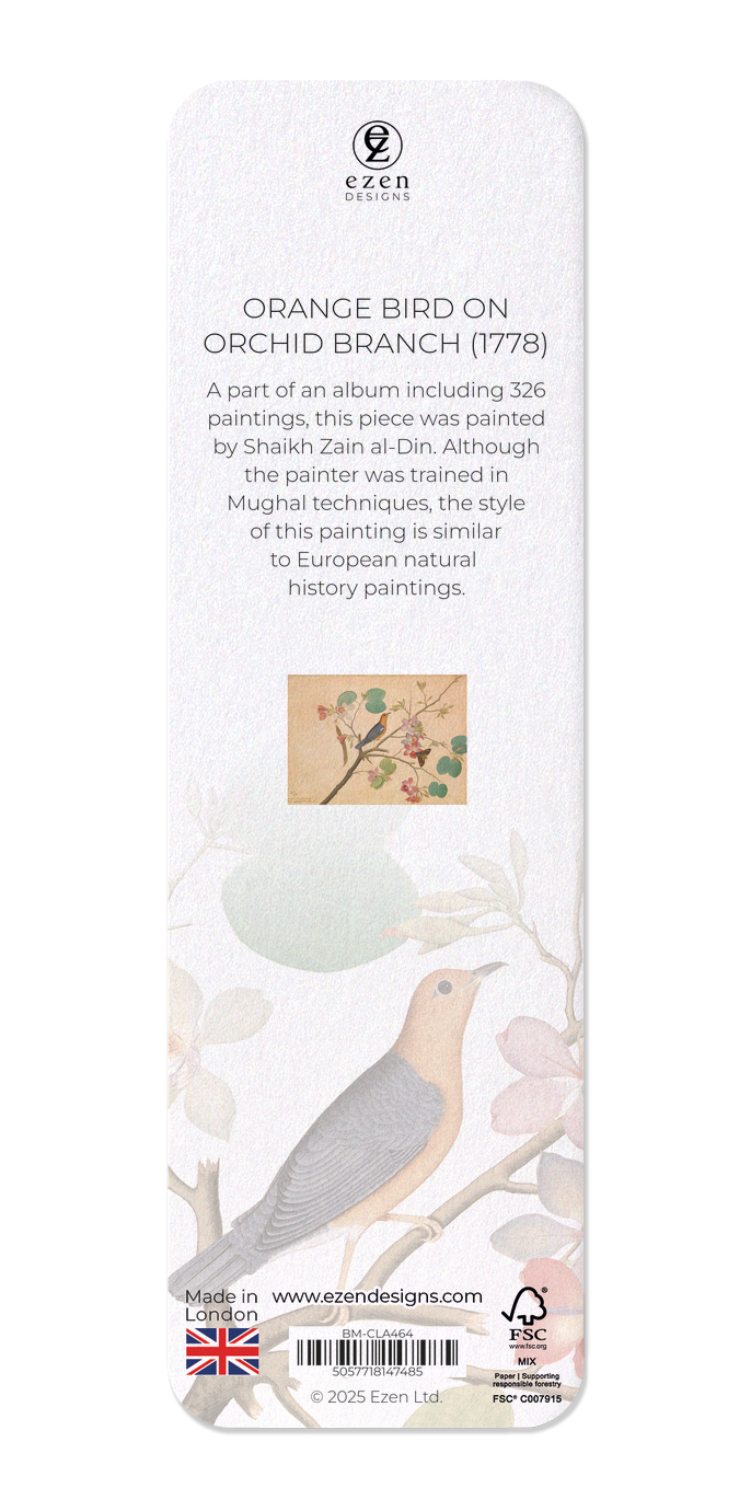 Ezen - Orange bird on orchid Branch (1778) - Bookmark - Back