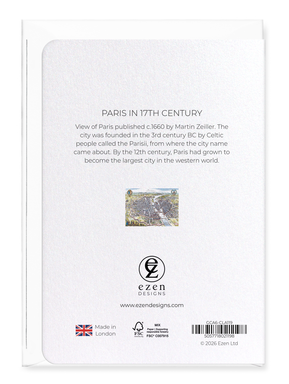 Ezen - Paris in 17th century - Greeting Card - Back