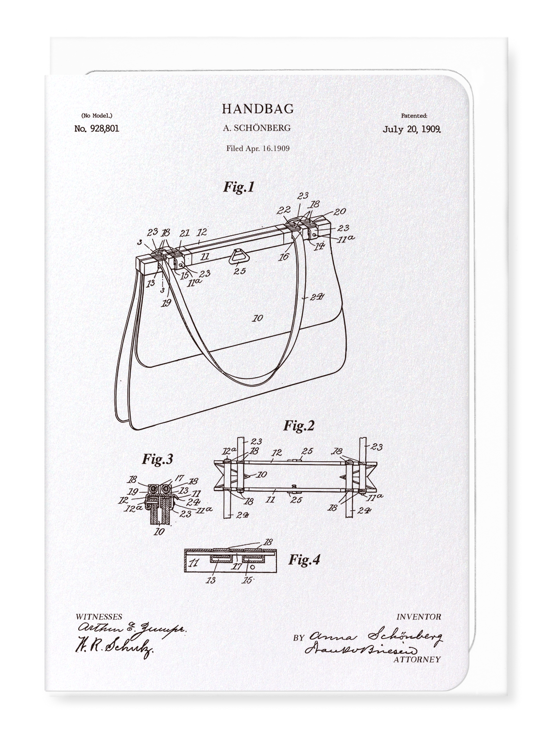 Ezen - Patent of handbag (1909) - Greeting Card - Front