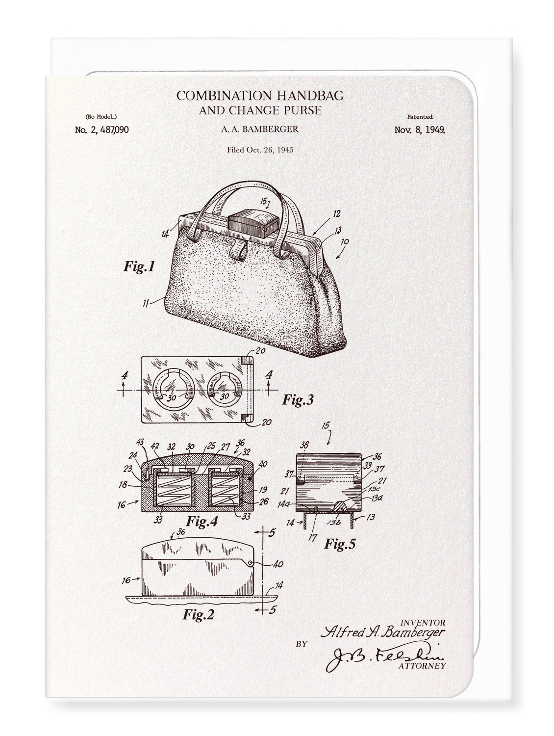Ezen - Patent of handbag (1949) - Greeting Card - Front