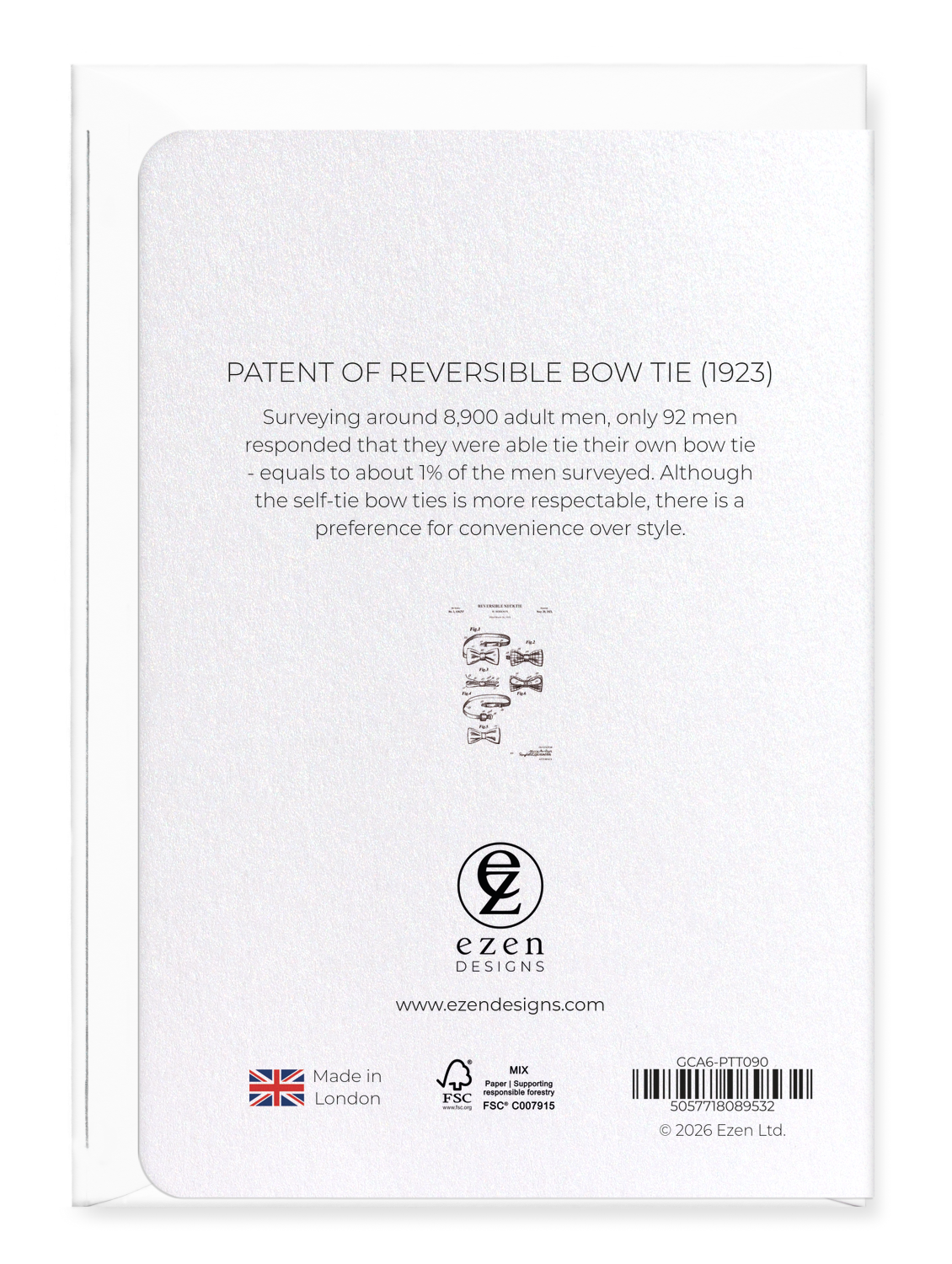 Ezen - Patent of reversible bow tie (1923) - Greeting Card - Back