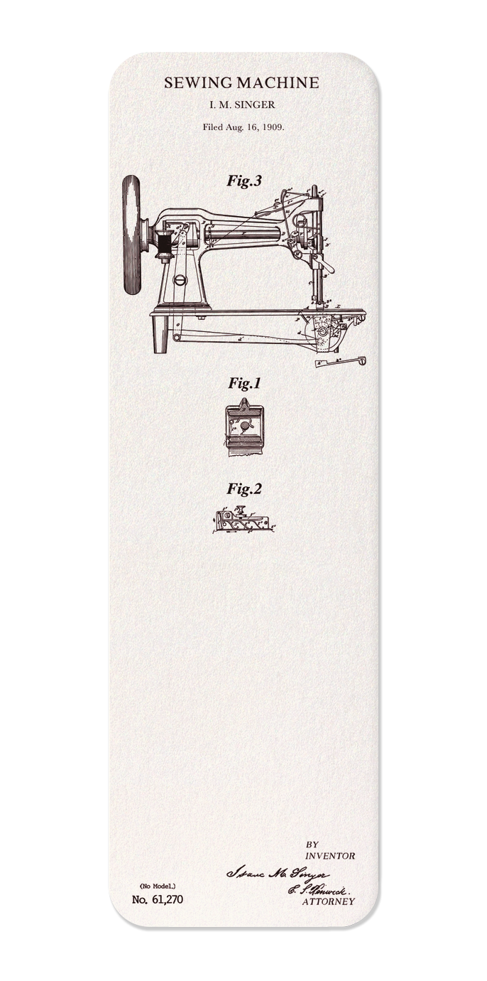 Ezen - Patent of sewing machine (1867) - Bookmark - Front