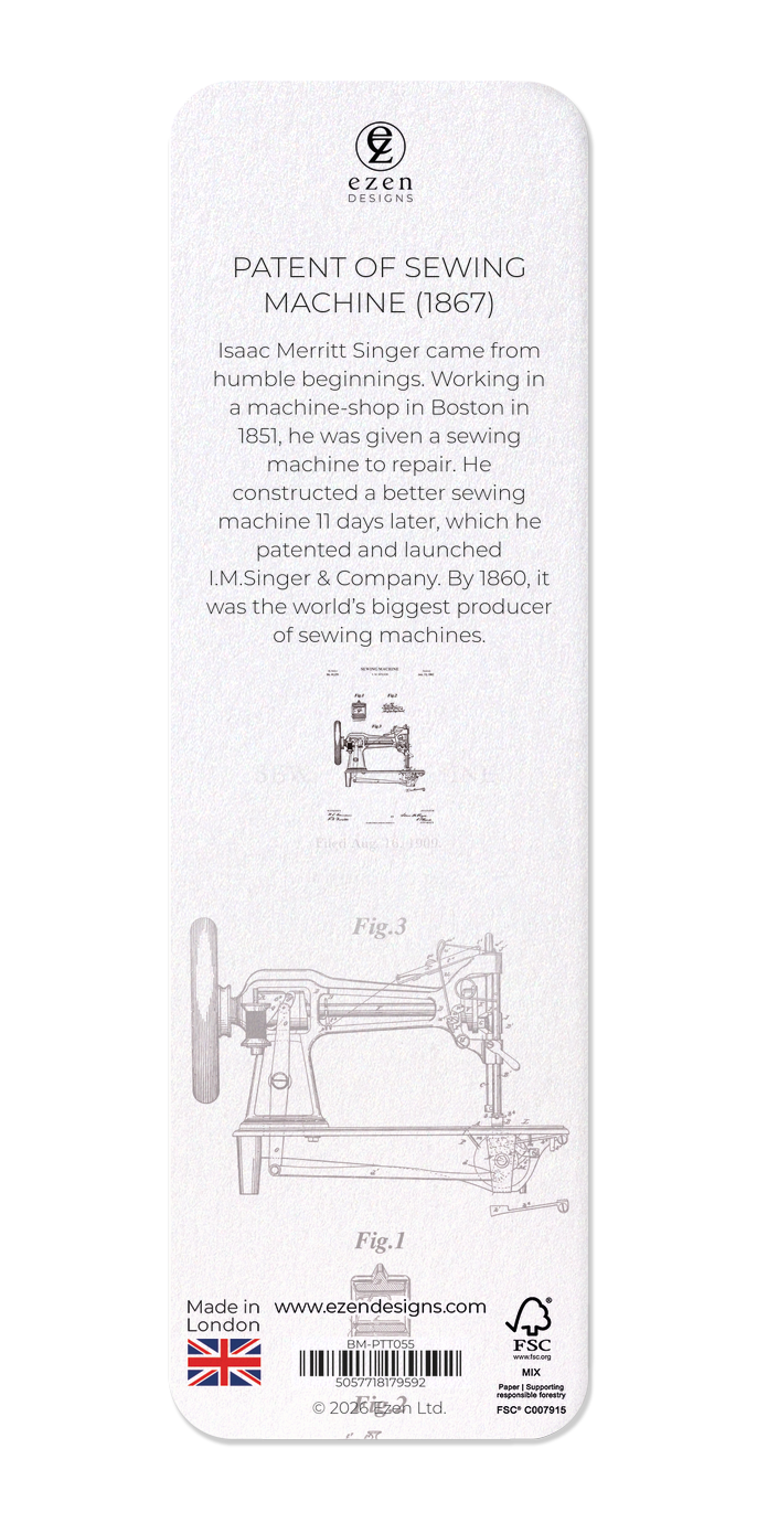 Ezen - Patent of sewing machine (1867) - Bookmark - Back