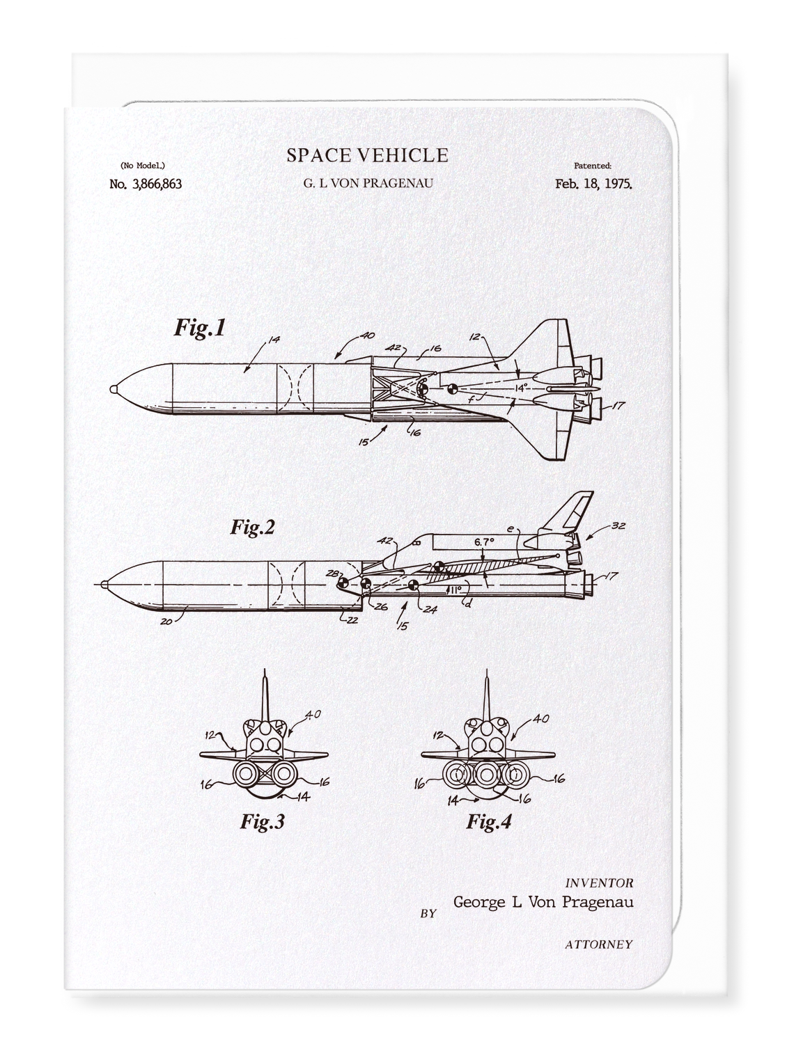Ezen - Patent of space vehicle (1975)-A - Greeting Card - Front