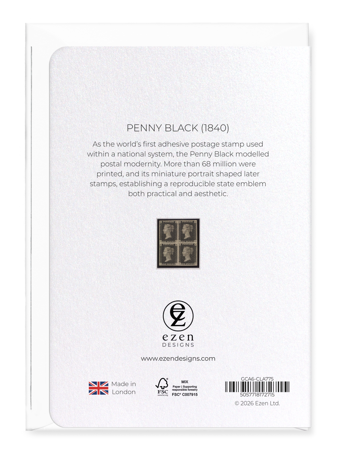 Ezen - Penny black (1840) - Greeting Card - Back