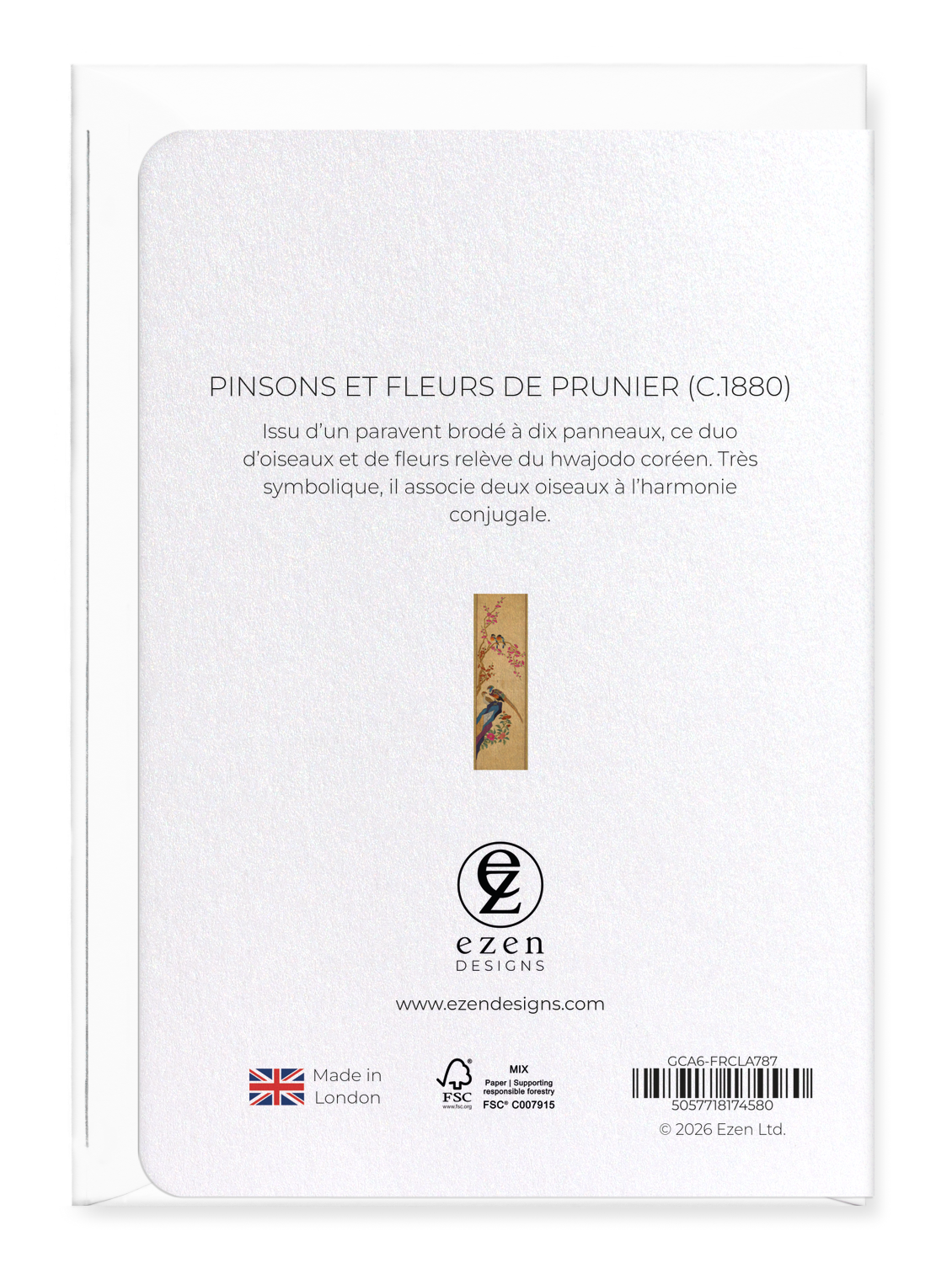 Ezen - Pinsons et fleurs de prunier (c.1880) - Greeting Card - Back