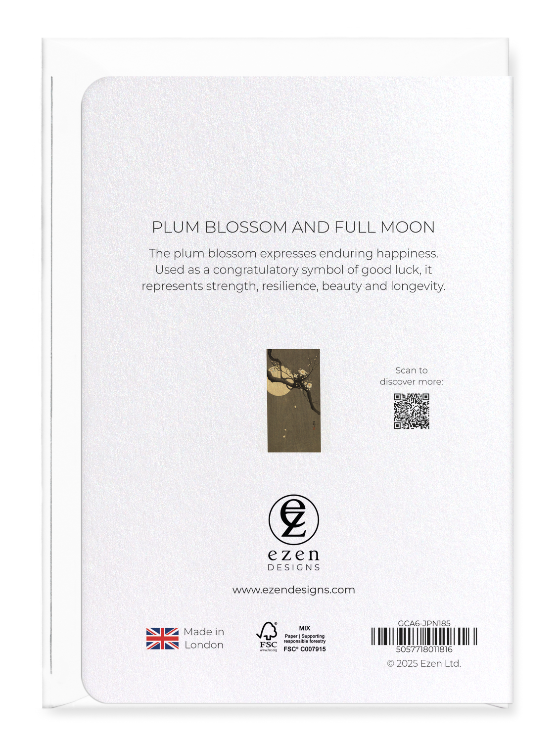 Ezen - Plum blossom and full moon - Greeting Card - Back