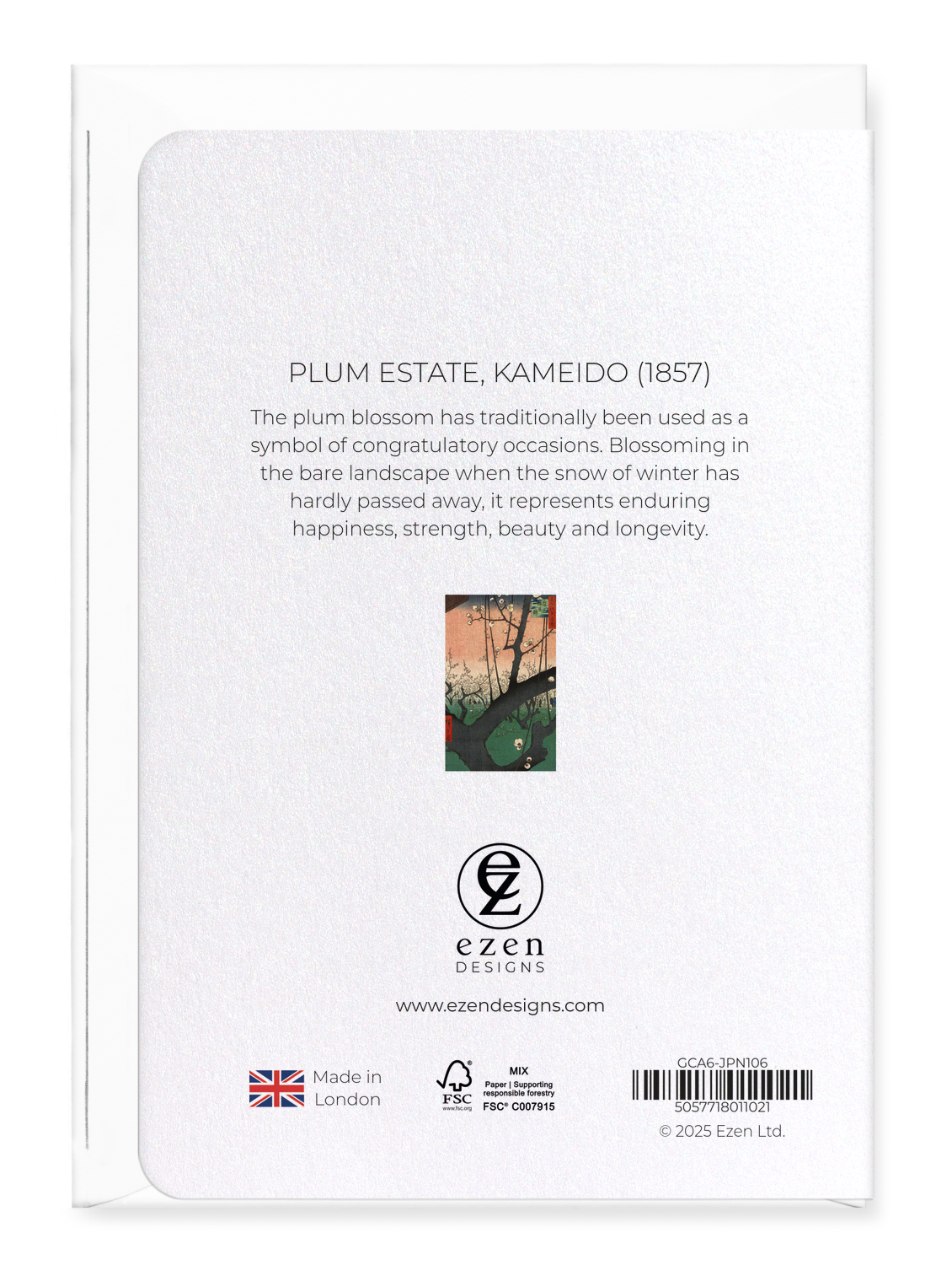 Ezen - Plum estate, Kameido (1857) - Greeting Card - Back