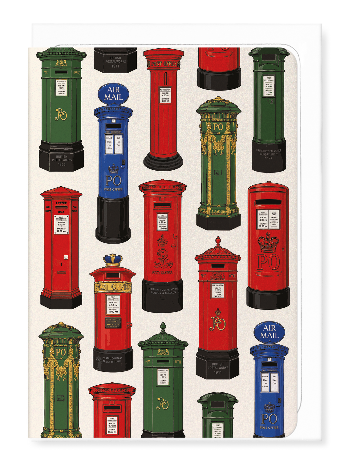 Ezen - Post Boxes Through the Years - Greeting Card - Front