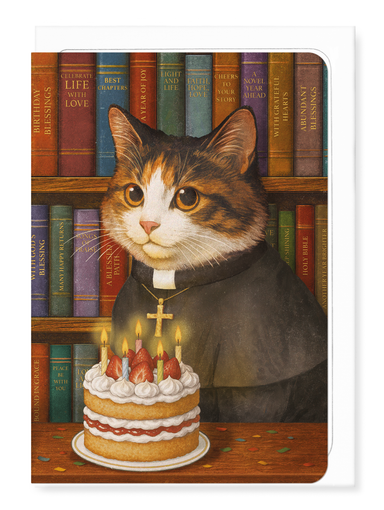 Ezen - Priest Birthday Cat - Greeting Card - Front