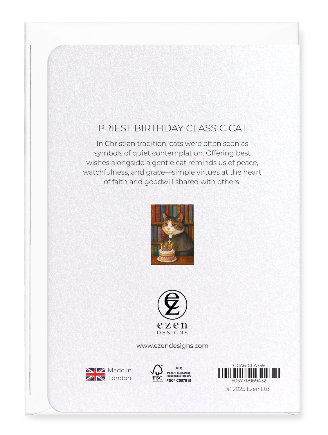 Ezen - Priest Birthday Classic Cat - Greeting Card - Back