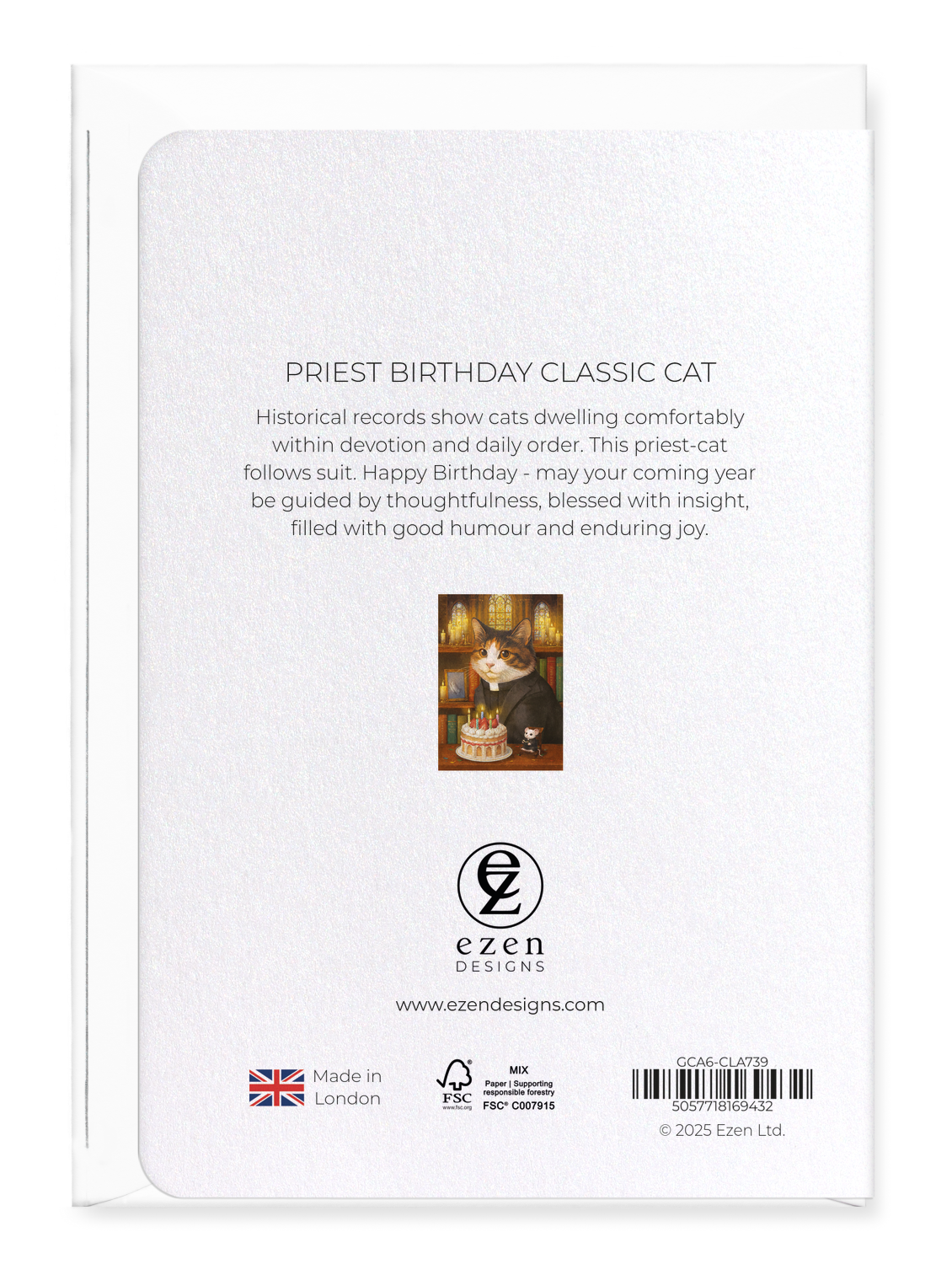 Ezen - Priest Birthday Classic Cat - Greeting Card - Back