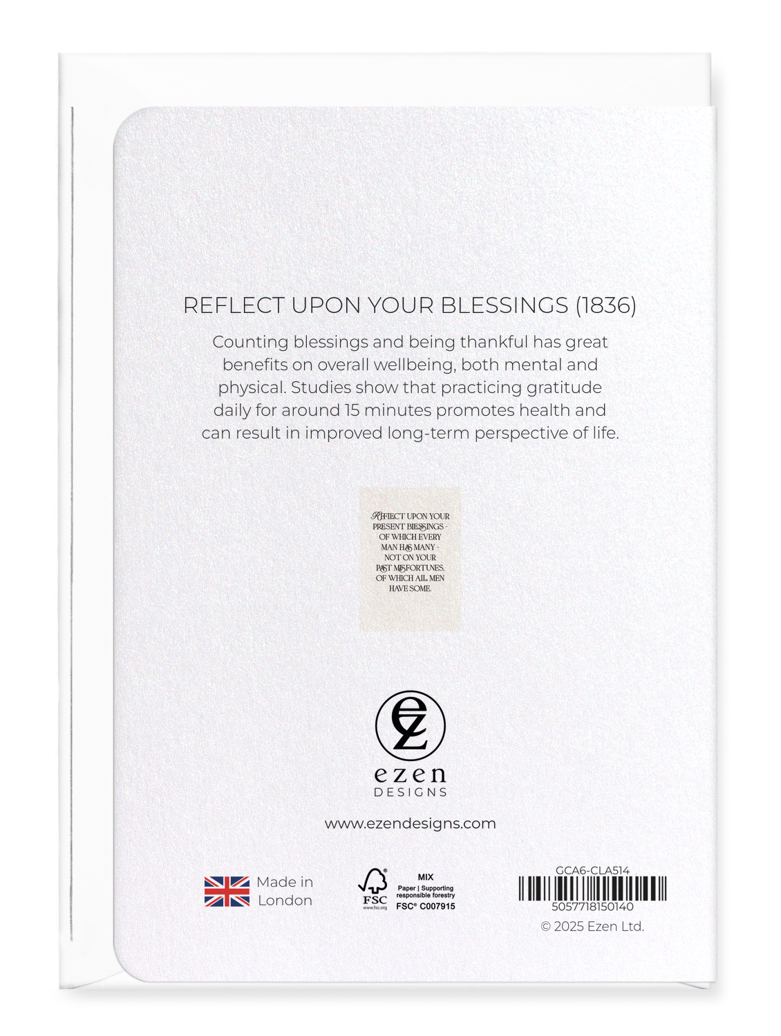 Ezen - Reflect Upon Your Blessings (1836) - Greeting Card - Back