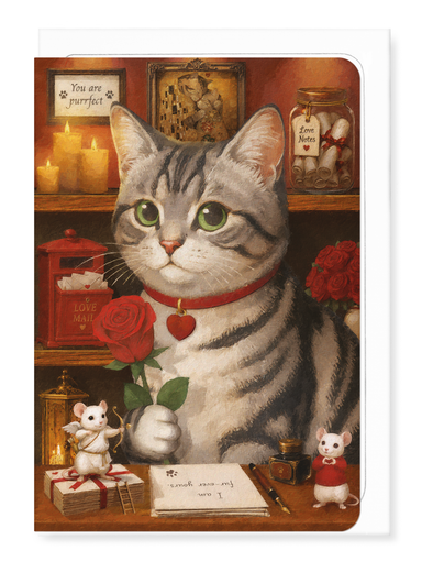 Ezen - Romantic Classic Cat - Greeting Card - Front