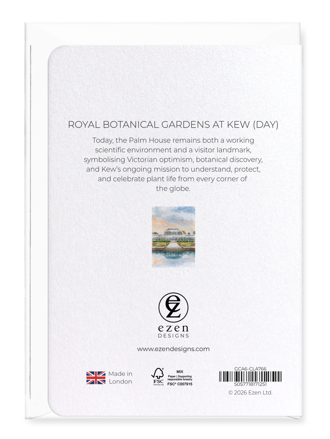 Ezen - Royal Botanical Gardens at Kew (Day) - Greeting Card - Back