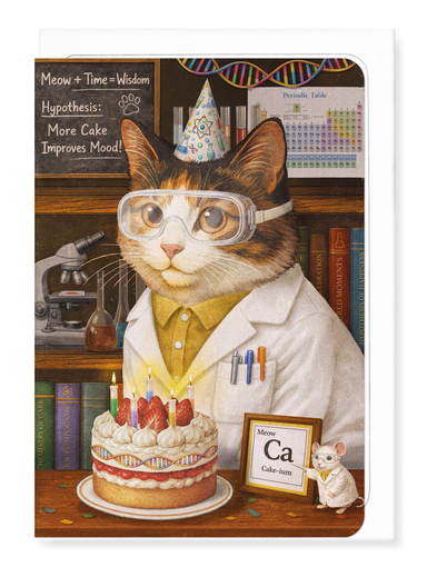Ezen - Science birthday classic cat - Greeting Card - Front