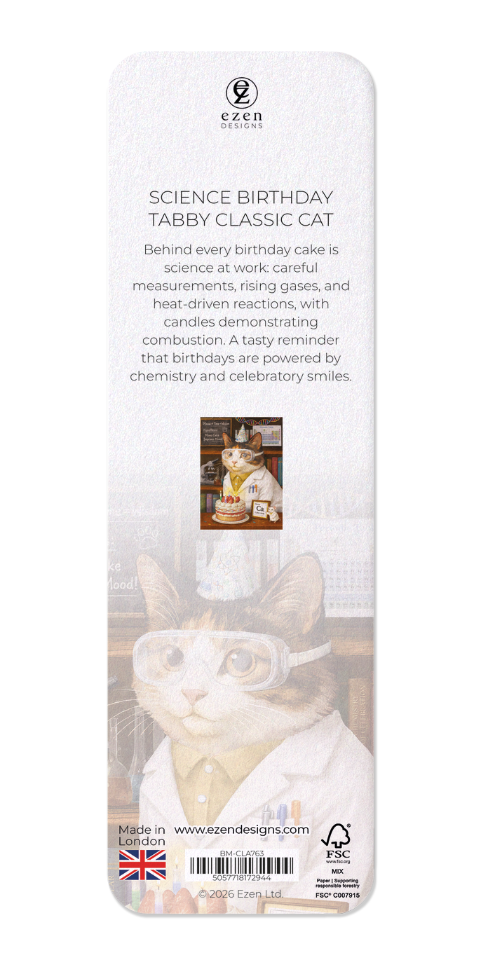 Ezen - Science birthday tabby classic cat - Bookmark - Back