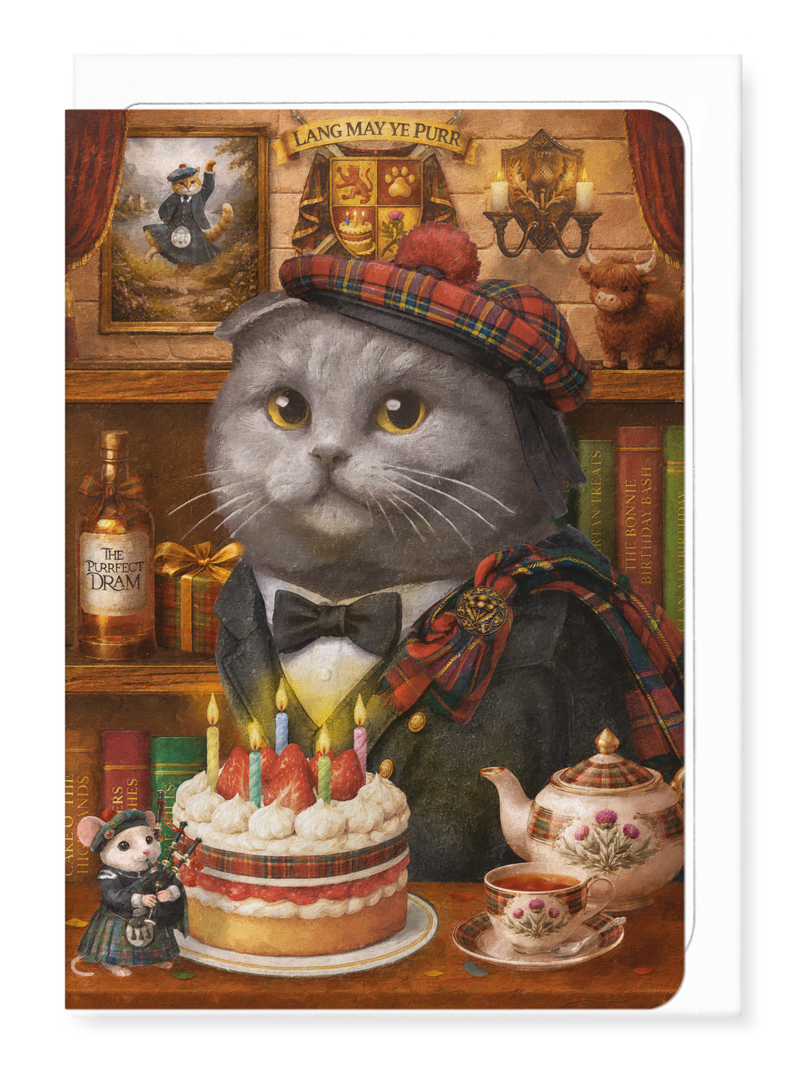 Ezen - Scottish Birthday Classic Cat - Greeting Card - Front