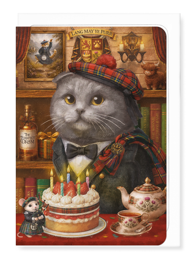 Ezen - Scottish Birthday Classic Cat - Greeting Card - Front