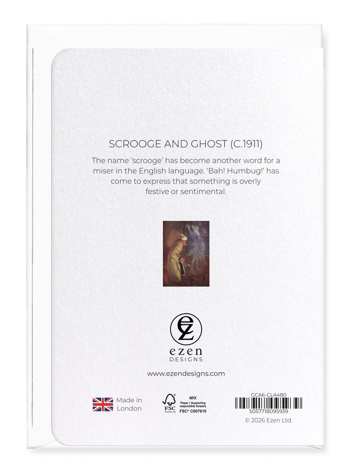 Ezen - Scrooge and Ghost (c.1911) - Greeting Card - Back