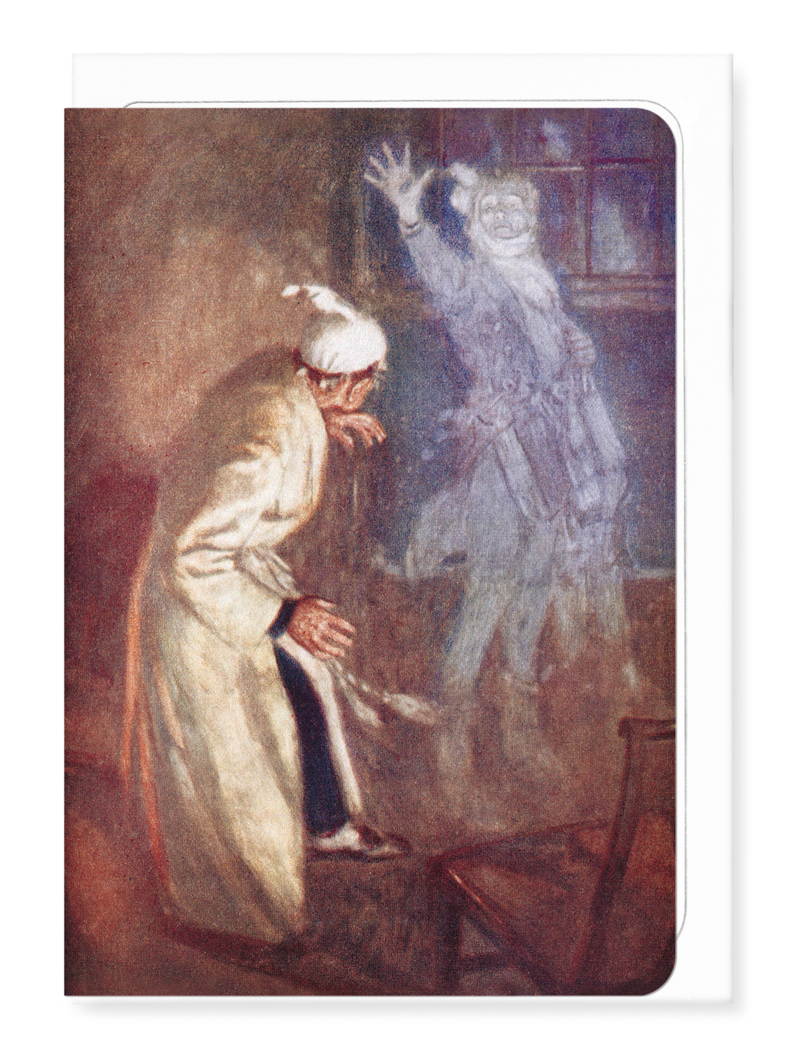 Ezen - Scrooge and Ghost (c.1911) - Greeting Card - Front