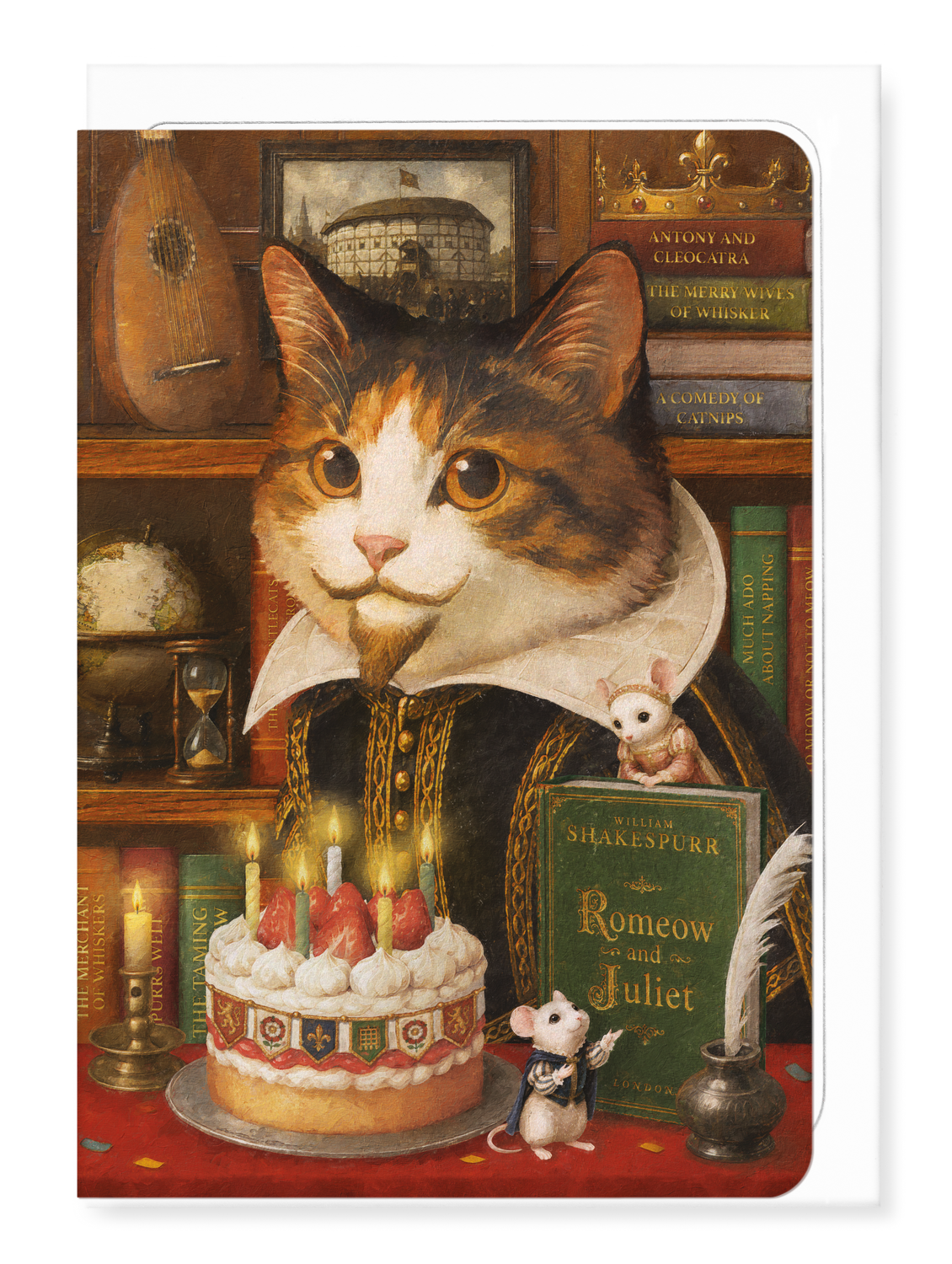 Ezen - Shakespeare Birthday Tabby Classic Cat - Greeting Card - Front