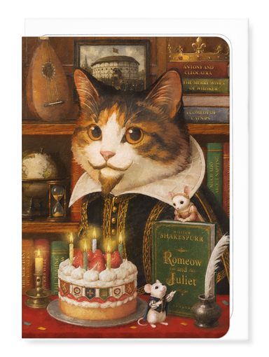 Ezen - Shakespeare Birthday Tabby Classic Cat - Greeting Card - Front