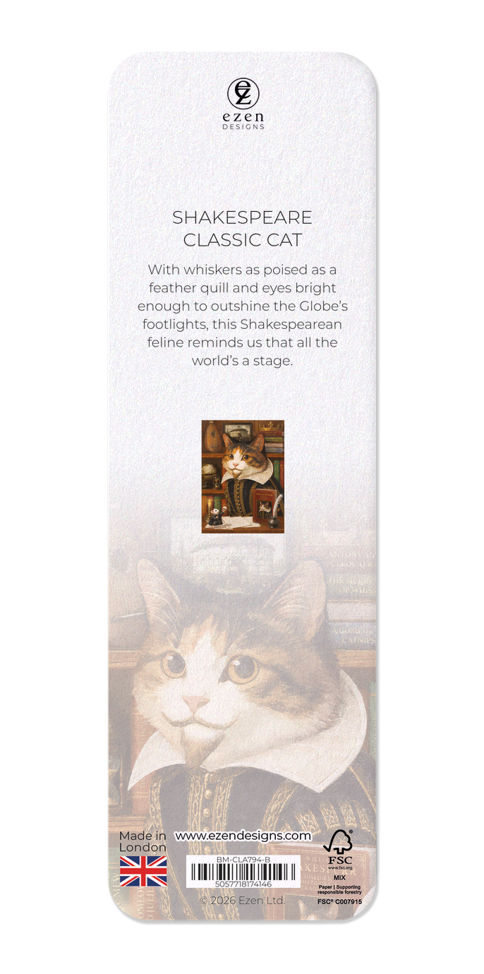 Ezen - Shakespeare Classic Cat - Bookmark - Back