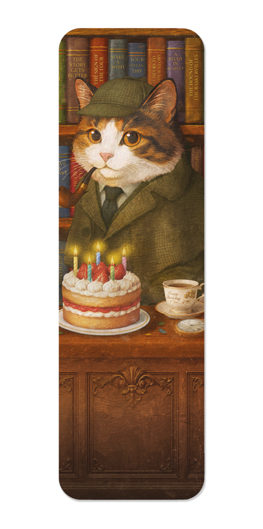 Ezen - Sherlock Birthday Tabby Classic Cat - Bookmark - Front