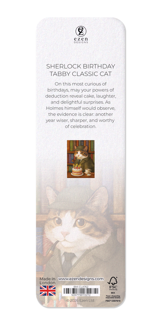 Ezen - Sherlock Birthday Tabby Classic Cat - Bookmark - Back