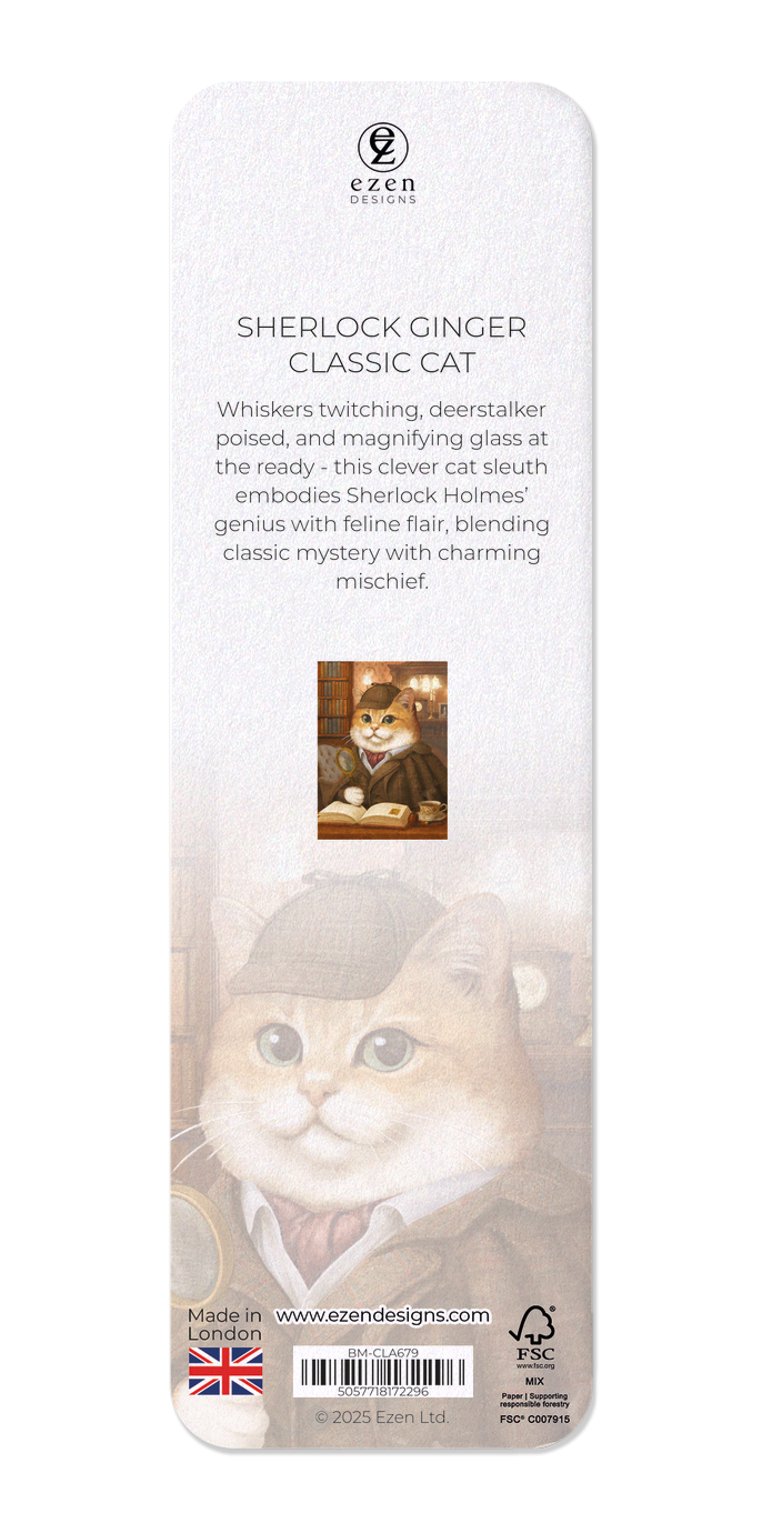 Ezen - Sherlock Ginger Classic Cat - Bookmark - Back