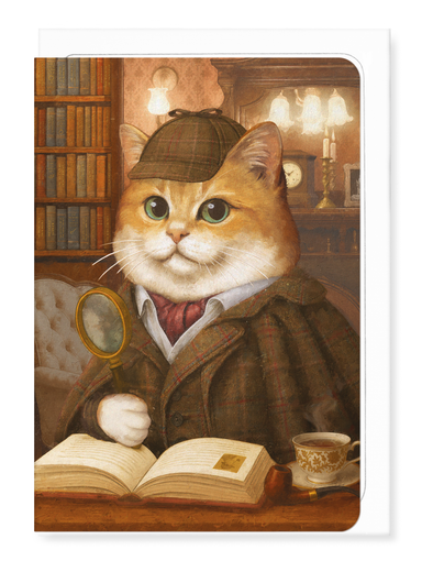 Ezen - Sherlock Ginger Classic Cat - Greeting Card - Front