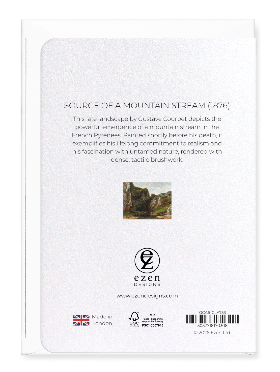 Ezen - Source of a Mountain Stream (1876) - Greeting Card - Back