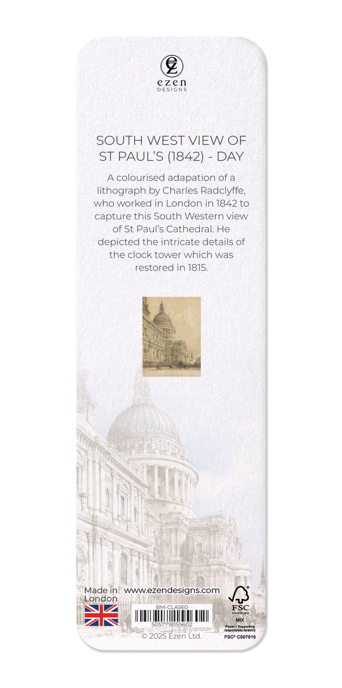 Ezen - South West View of St Paul’s (1842) - Day - Bookmark - Back