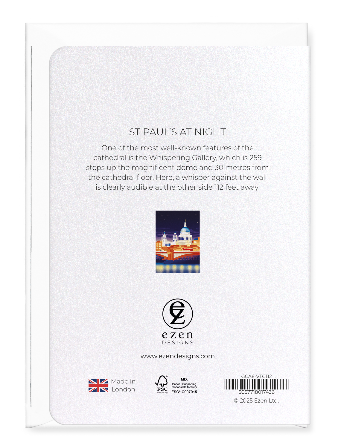Ezen - St paul’s at night - Greeting Card - Back