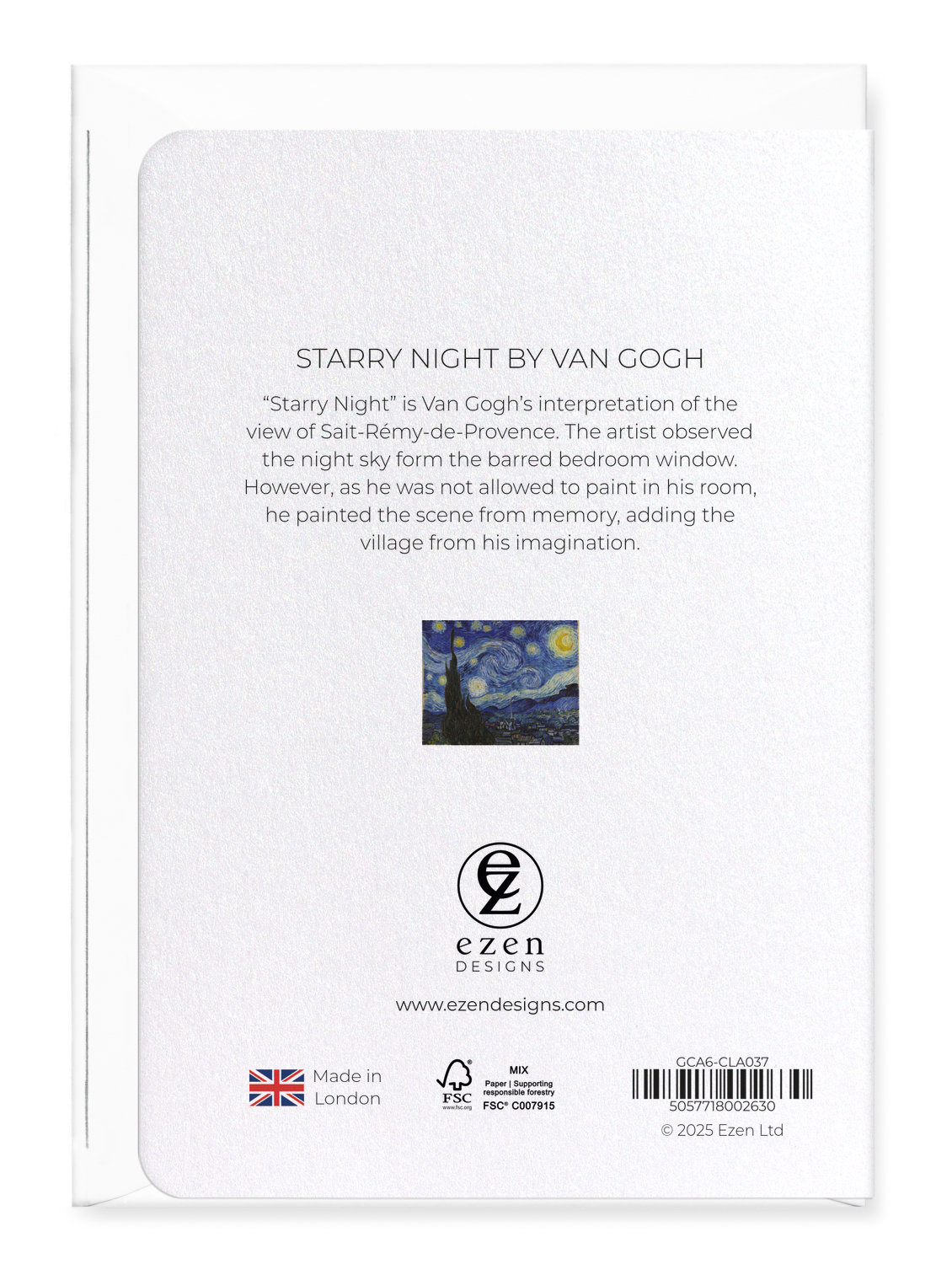 Ezen - Starry night by van gogh - Greeting Card - Back
