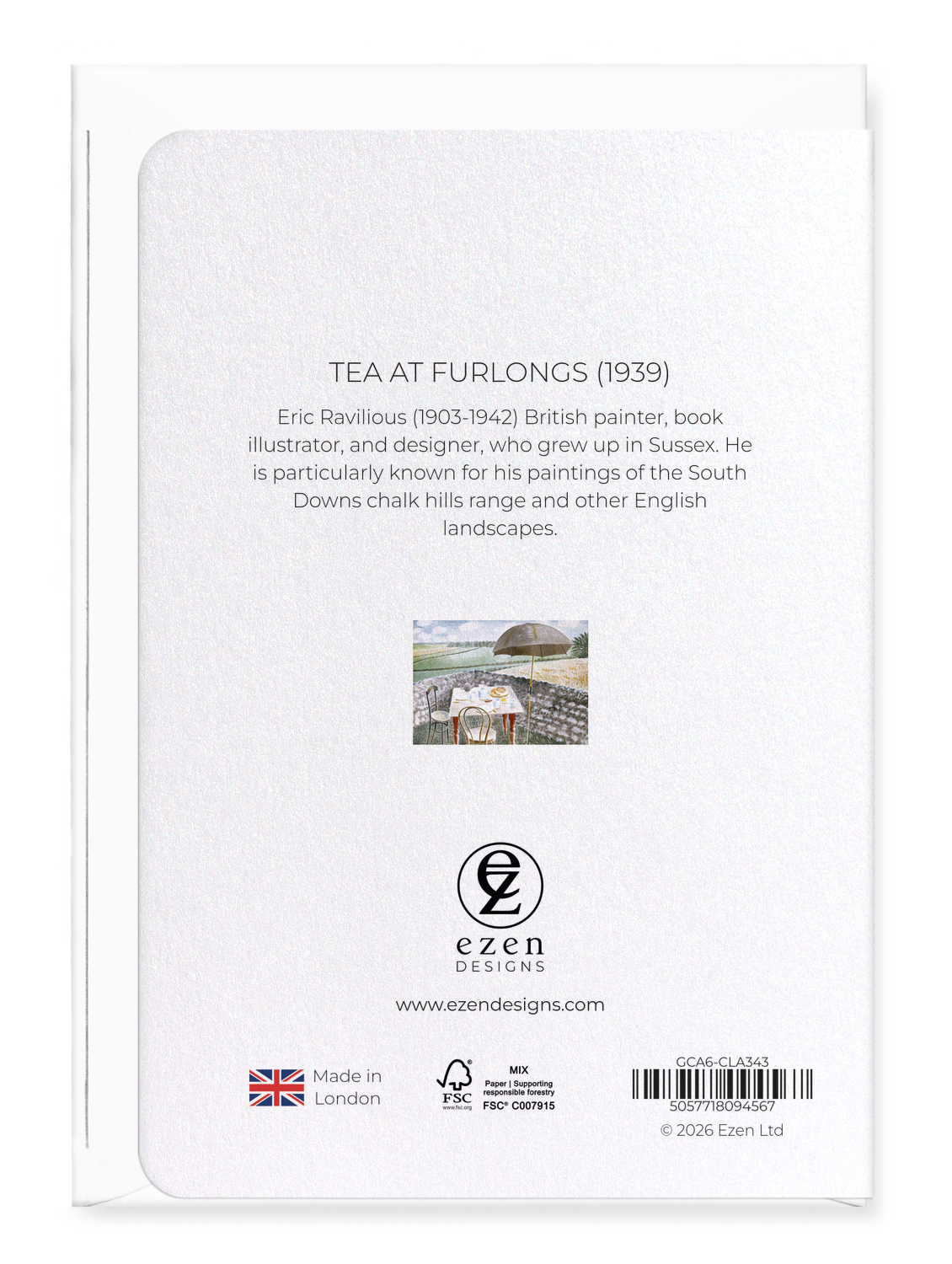 Ezen - Tea at Furlongs (1939) - Greeting Card - Back