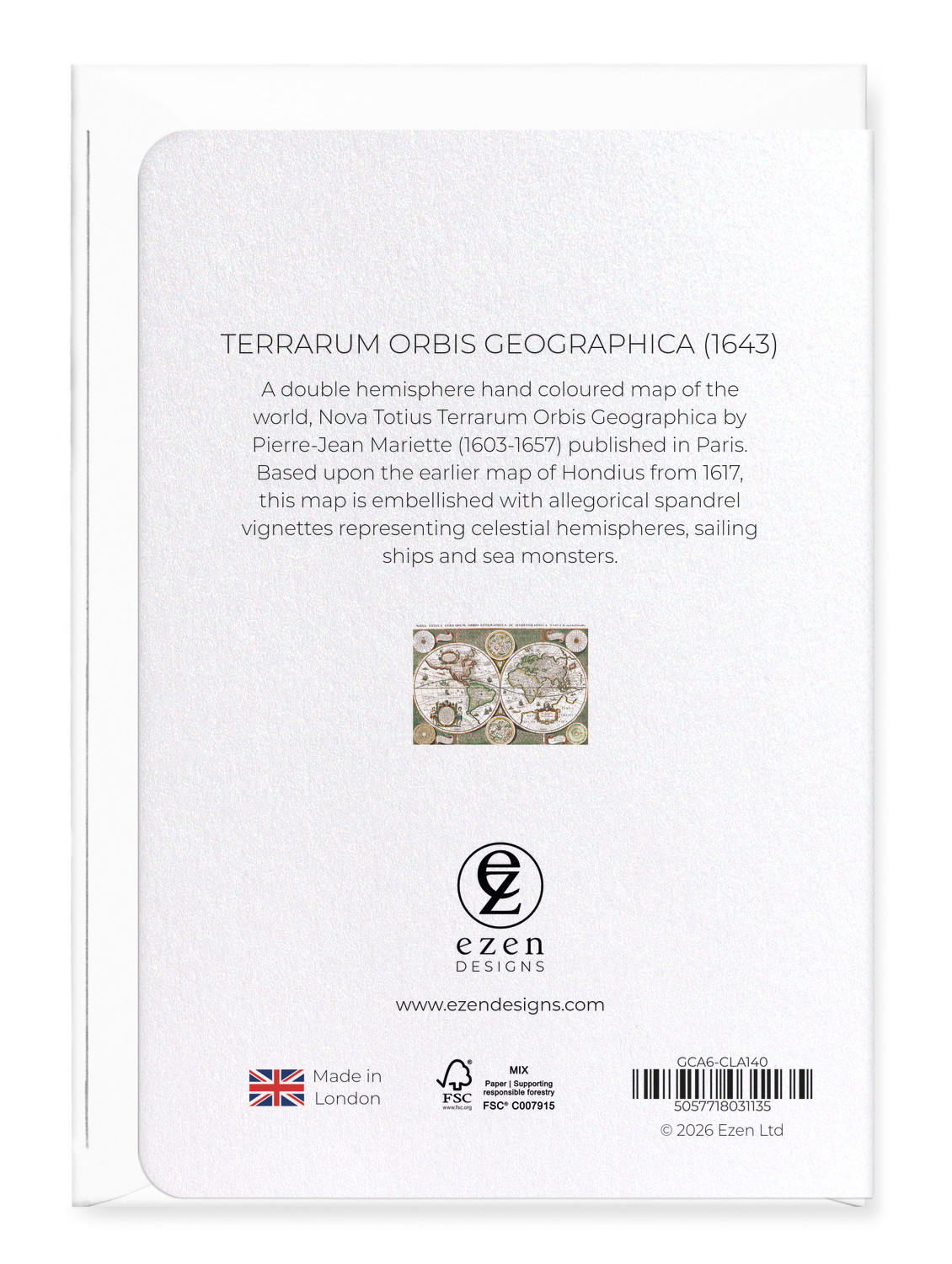 Ezen - Terrarum orbis geographica (1643) - Greeting Card - Back